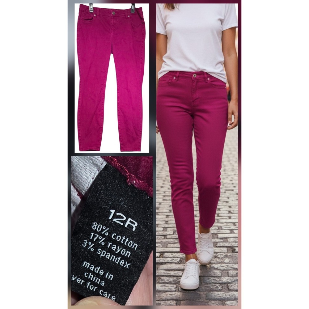 The Limited Denim Magenta Fuchsia Mid Legging Ankle Jeans 678‎ Size 12 R 34x29